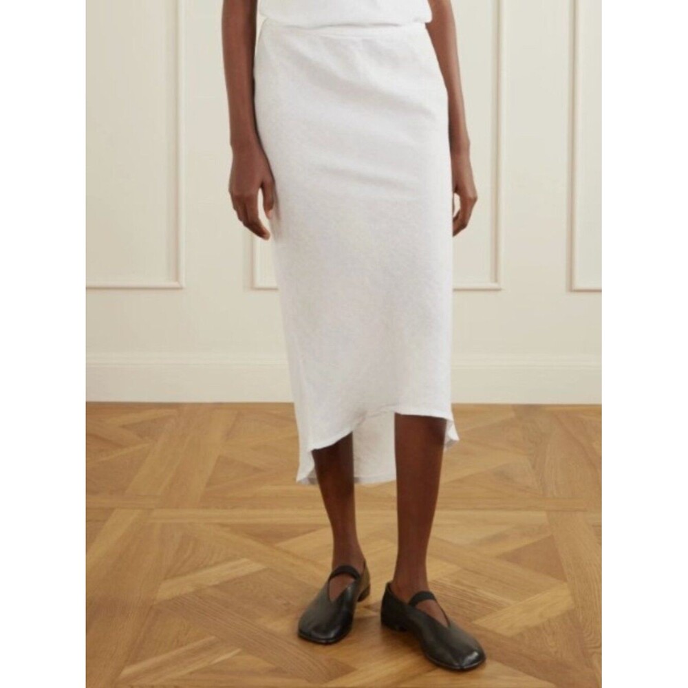 James Perse Los Angeles Linen Canvas Midi Skirt Pull-on Asymmetrical XS-0 290225